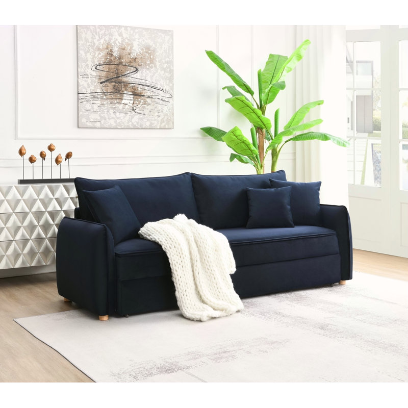 Canapé-lit modulaire en velours bleu Irina avec 3 coussins décoratifs Irina