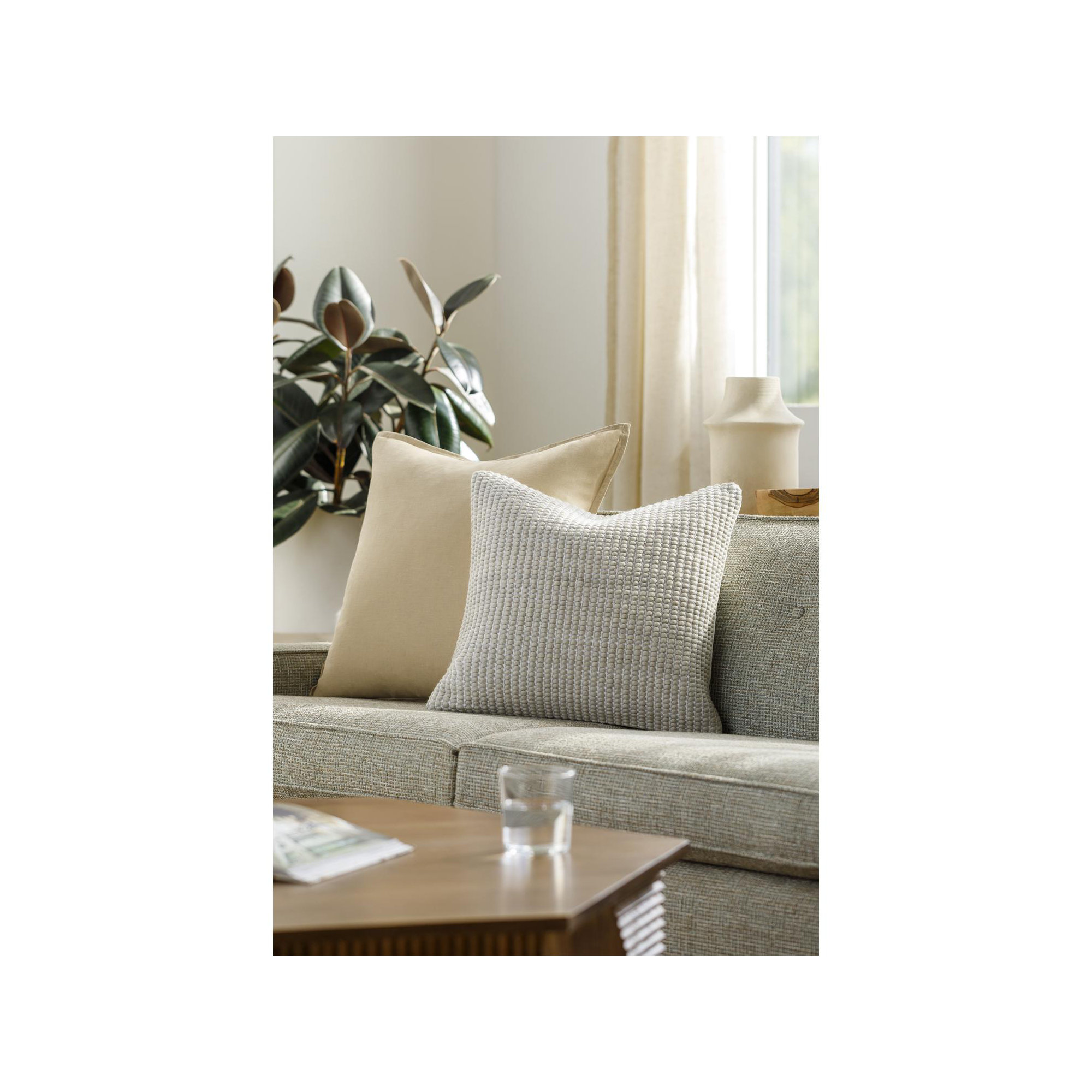 Waverly Wool Throw Pillow, 22" x 22", Polyester/Polyfill, Gray