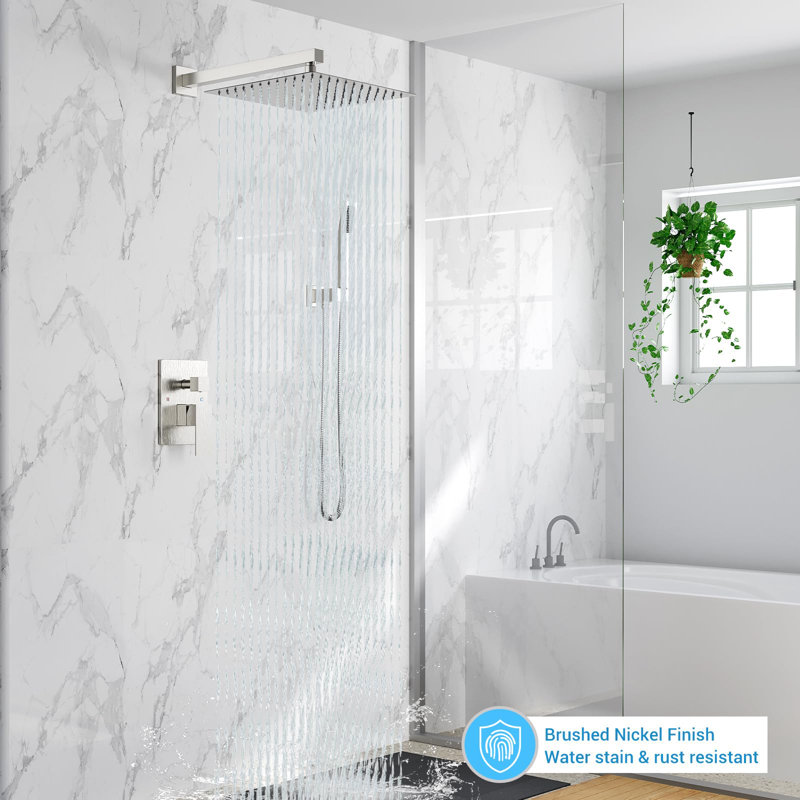 Systèmes de douche, ensemble de tête carrée et de poignée de pluie 10 po, ensembles de robinet de douche combinés, appareils de douche muraux