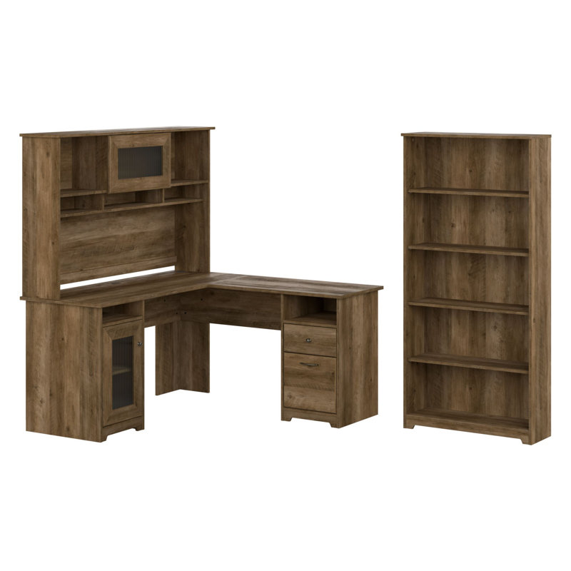 Shelonda 3 Piece Computer Desk Office Set, Reclaimed Pine