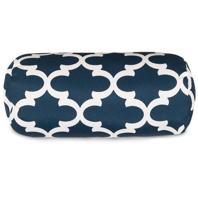 Trellis Geometric Outdoor Reversible Throw Pillow, Navy