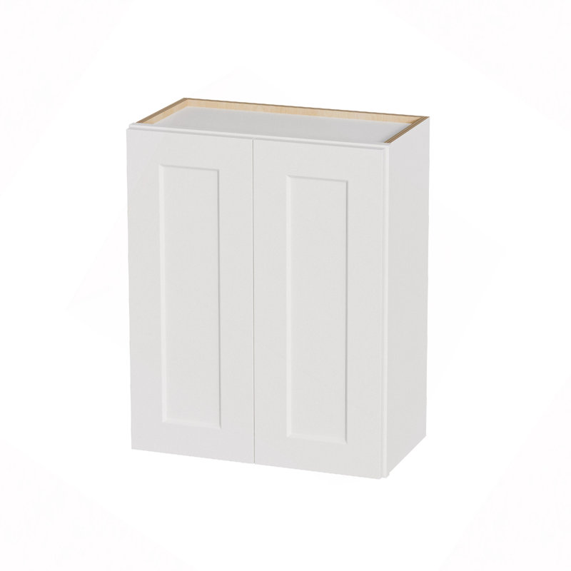 Armoire murale en bois massif, fini blanc mat laqué à la main, portes doubles à fermeture amortie, étagères réglables, meuble de rangement mural en kit pour cuisine, salle de bain, buanderie ou garage.