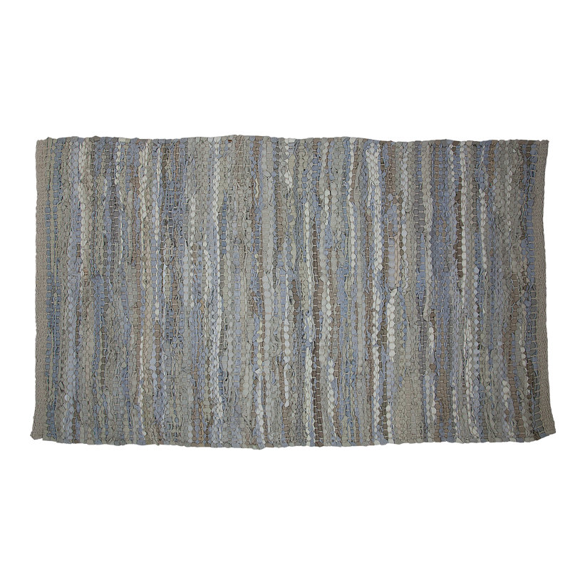 Tapis gris en cuir / coton noué à la main, Rectangle 2 pi x 3 pi
