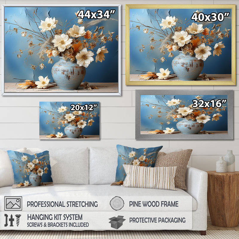 Nature morte avec bouquet de fleurs sauvages I, H 24 po x l 32 po x P 1 po, Toile tendue
