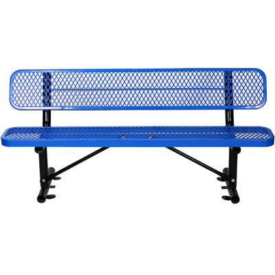 6 pi Banc d'extérieur bleu en acier avec - pour les espaces de vie en métal perforé et solide et divers