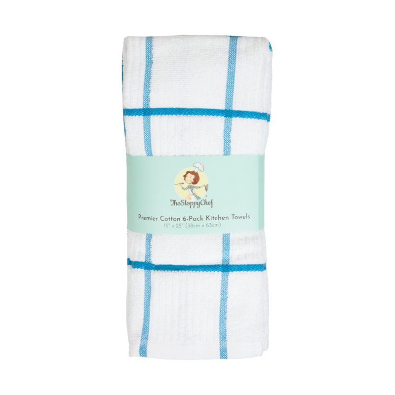 Blue Striped Cotton 6-Piece Kitchen Towel Set 15x25