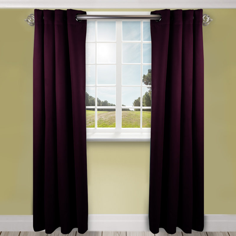 Panneau de rideau simple obscurcissant synthétique avec œillets Polen Drapery, 96 po x 108 po, Mauve