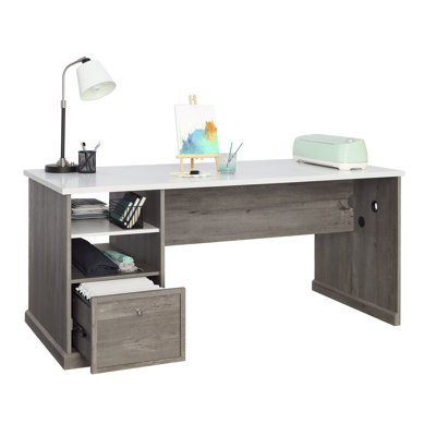 Engineered Wood Transitional Craft Table With Two Large Drawers, Brown
