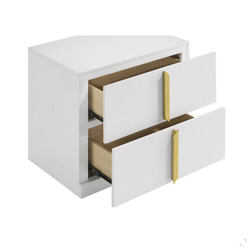 White High Gloss 2-drawer Nightstand