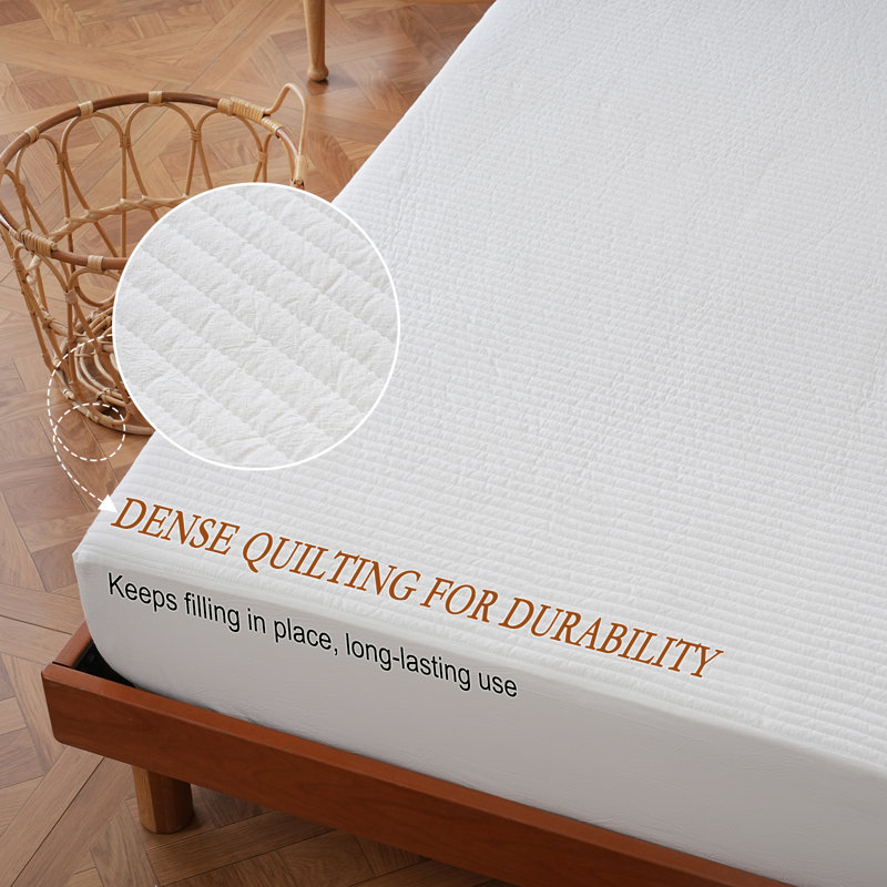 Protège-matelas à bourre en laine 200GSM, Blanc, Full