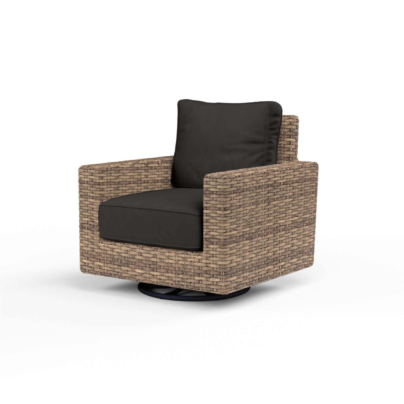 Havana Sunbrella® Swivel Patio Rocking Chair, Spectrum Carbon Sunbrella® Plainweave