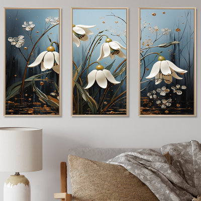 «Snowdrops Moonlit Whispers III - Snowdrops», ensemble d'art mural