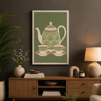 Elegant Tea Service Vintage - Wrapped Canvas