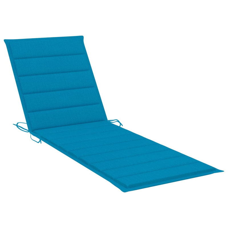 Faylee 80" Long Acacia Single chaise with Cushions, Brown, Blue