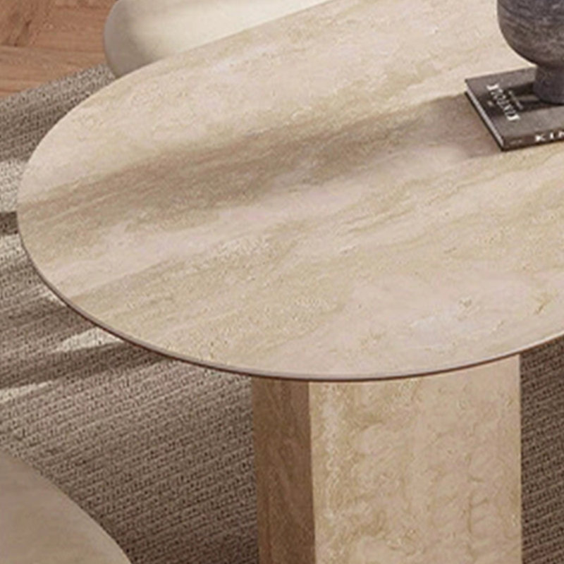 Semi-oval Design Dining Table And Chair 6 - Person Double Pedestal Dining Set, 29.5"H x 70.8"L x 31.4"W