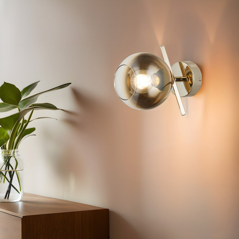 Elegant Gold Metal Wall Lamp, 20 in Height, Ø5.9 in Glass Cap | 1 x E27 Socket (Max 40W) | Stylish & Modern Illumination for Living Room, Bedroom, or Hallway | IP20 Rated, Durable Design