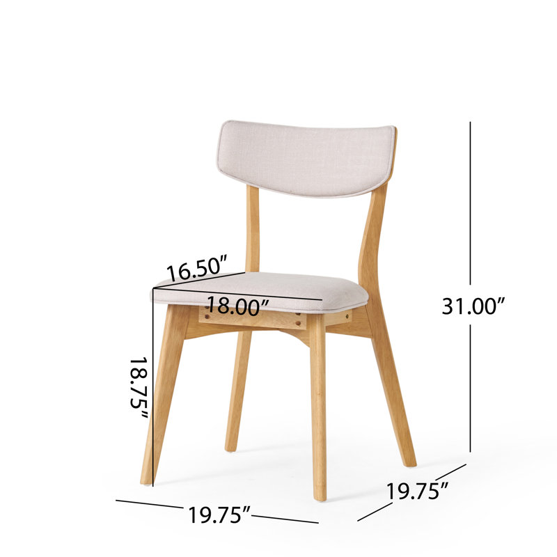 Colten 5-Piece Mid-Century Modern Rubberwood Dining Set, Light Beige/Natural Oak