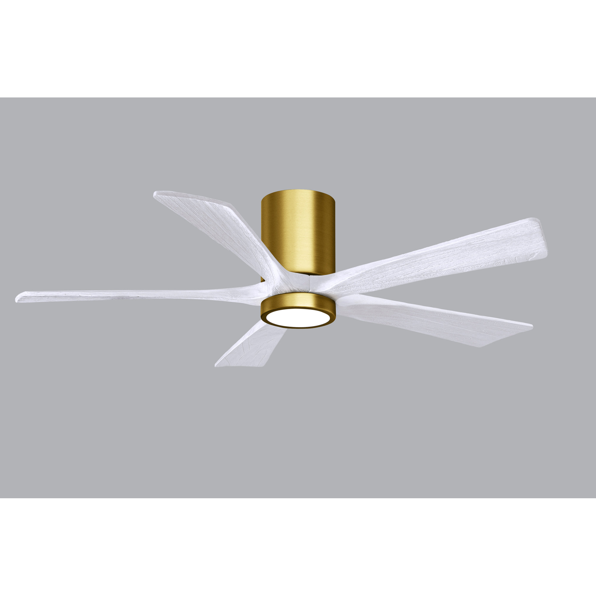 Irene 5 - Blade LED Ceiling Fan with Light Kit Included, Matte White, Brushed Brass, 52"