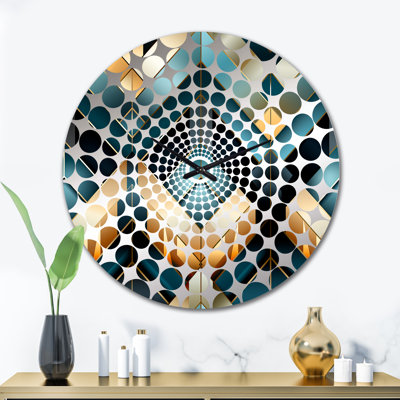 Blue Gold  Deco Glamour Chevron Pattern - Chevron  Wall Clock