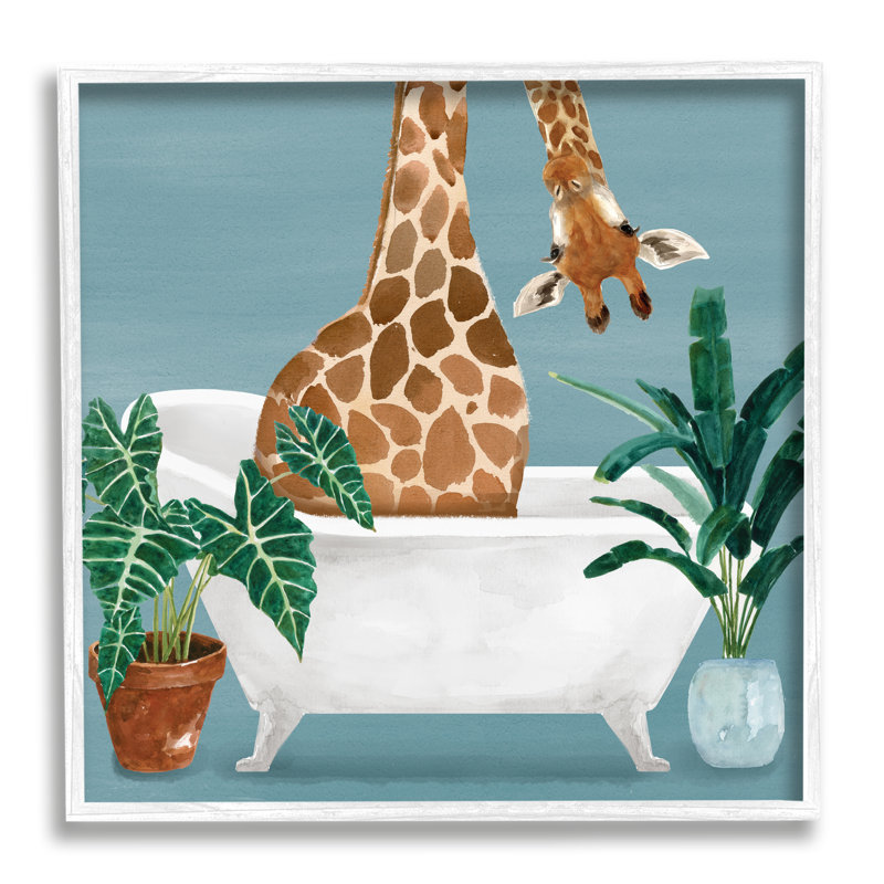Az-259 - Impression de girafe botanique encadrée, Giclée encadrée blanc bord de mer, H 12 po x l 12 po x P 1,5 po