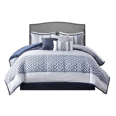 Elegant 7 Piece Comforter For Navy King - Machine Washable & Pieces With Comforter, Shams Pillows