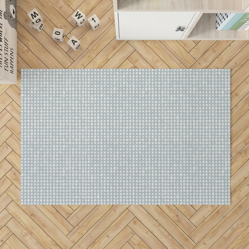 Tapis de jeu pour enfants Grunge Row, Bleu ardoise / bleu, Rectangle 5 pi x 7 pi