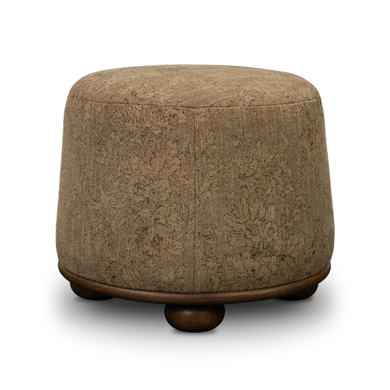 BILBURY Round Ottoman, Worn Oak Dmask