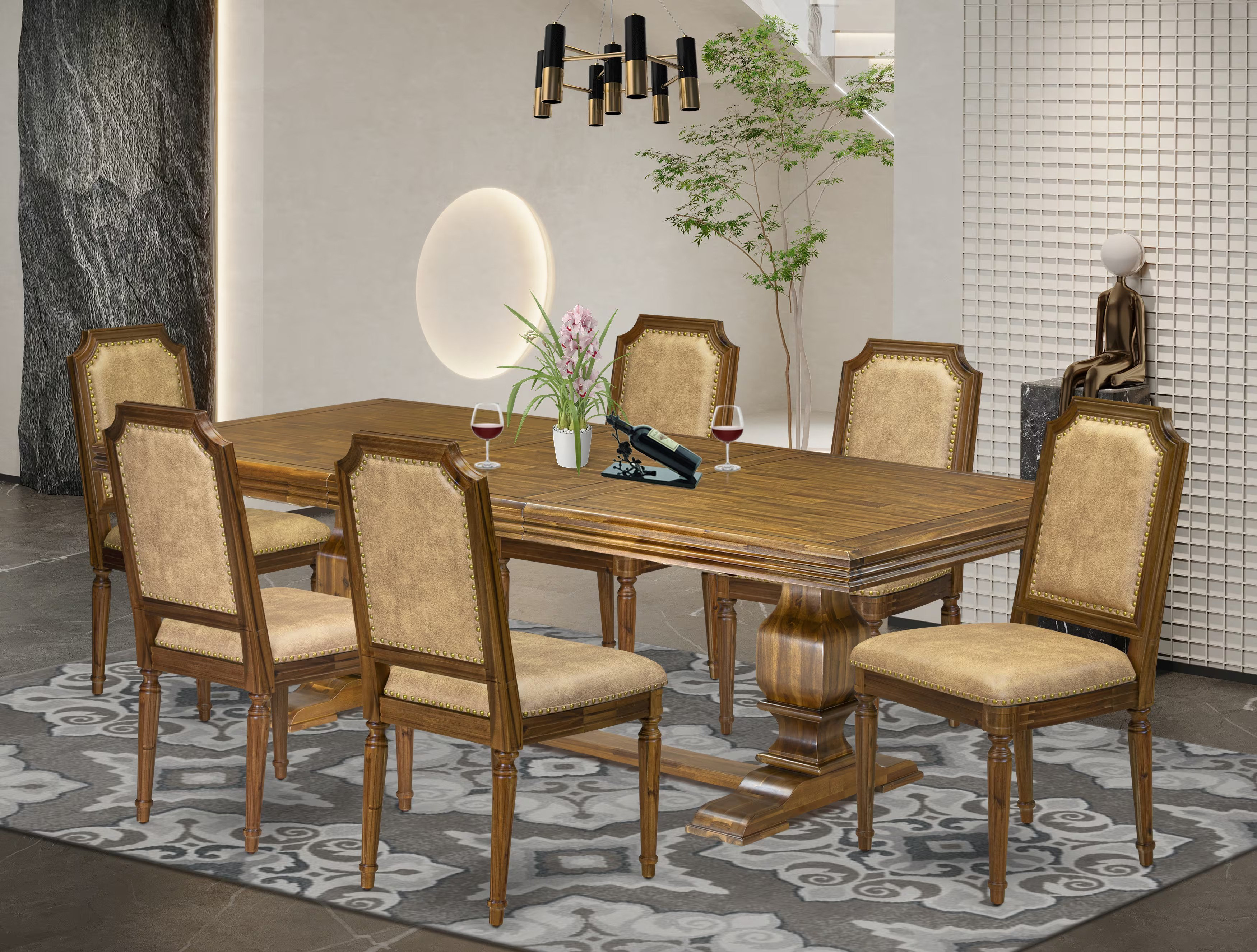 Red Barrel Studio 7-piece Dining Table Set includes a Modern Dining ...