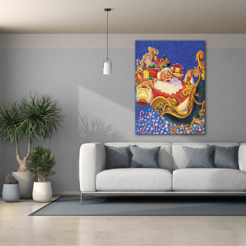 «Santa Sleigh Sparkles» par Christopher Nick, art mural sur toile, H 54 po x l 40 po x P 1,5 po