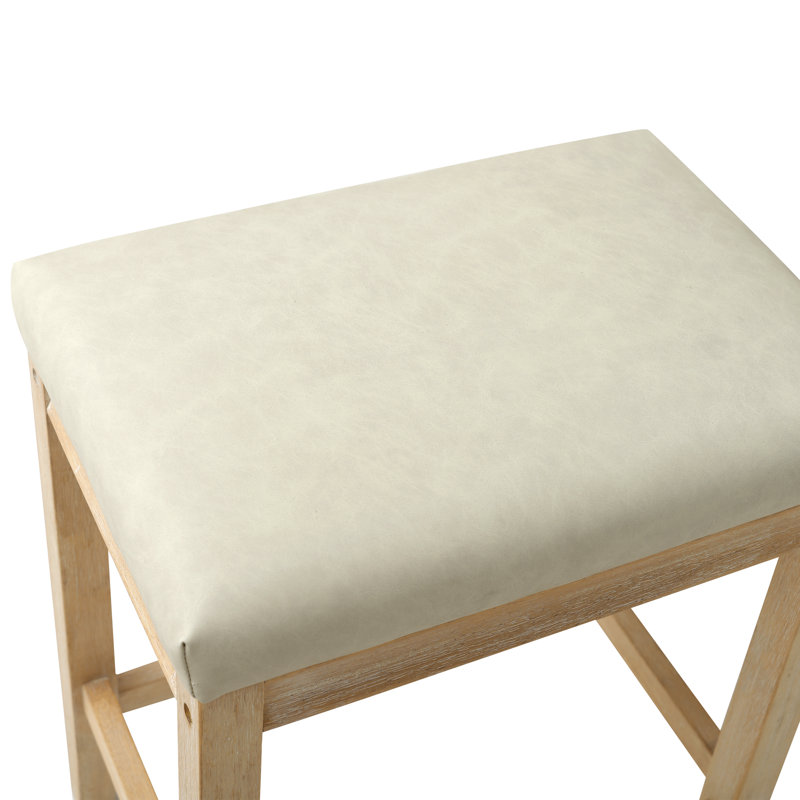 Tabouret de bar 24 po Yerly, Siège beige / structure en bois