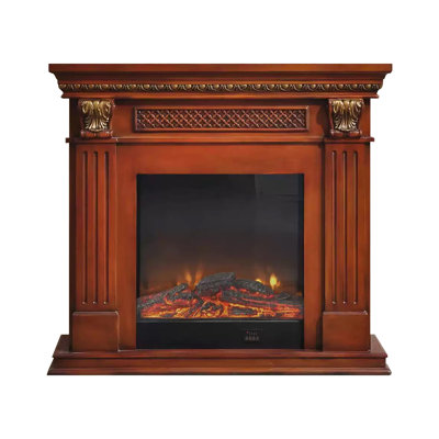 Walnut Solid Wood Electric Fireplace