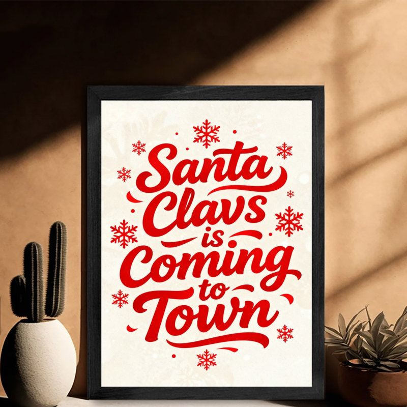 Art mural rétro noir, "Santa Claws is Coming to Town", estampes encadrées de style rétro, H 17 po x l 13 po