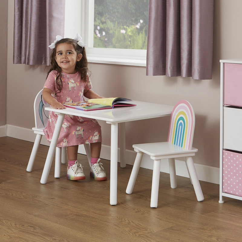 Kids Unicorn Table and Two Chairs Set
