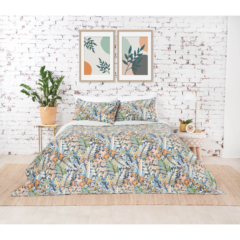 Cotton Reversible and Machine Washable, King Quilt + 2 Standard Shams, Posy