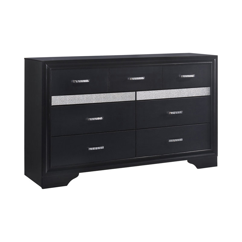 Commode double 7 tiroirs Lanier, Noir