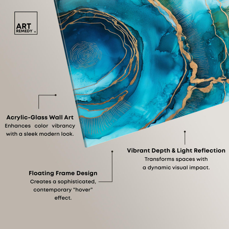Impression sur acrylique «Great Blue Green II» par Art Remedy, H 24 po x l 20 po