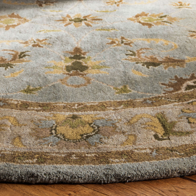 Cranmore Hand Tufted Wool/Cotton/Latex Oriental Rug in Light Blue/Biege, Round 3'6"