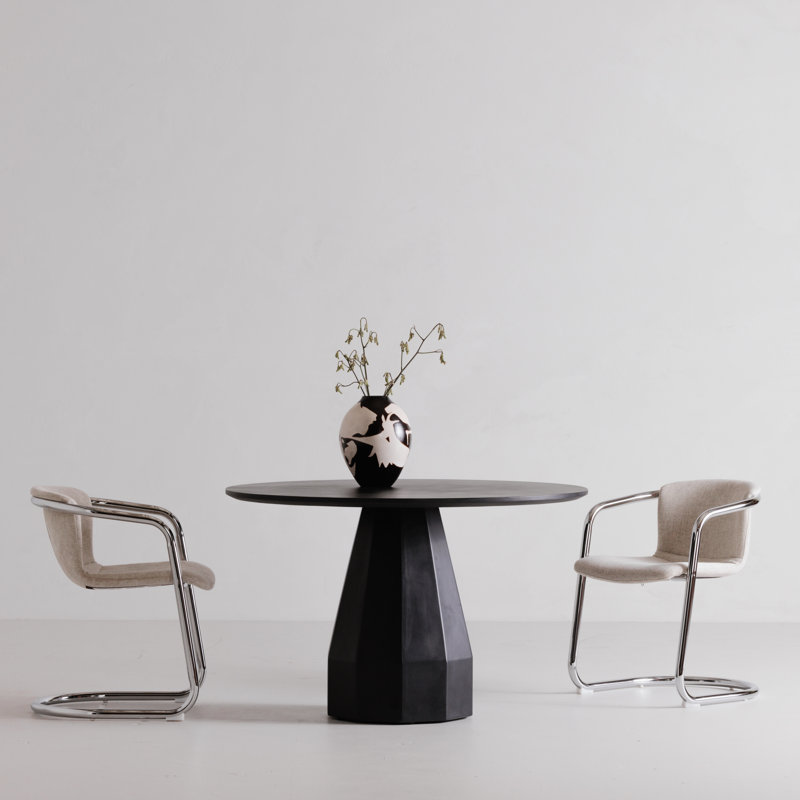 Outdoor Round Dining Table, Black