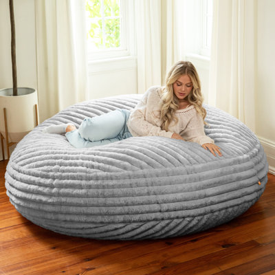 6 pieds cocon - Fauteuil à billes convertible 2-en-1 et grand fauteuil à billes pour adultes: fausse fourrure Mondo