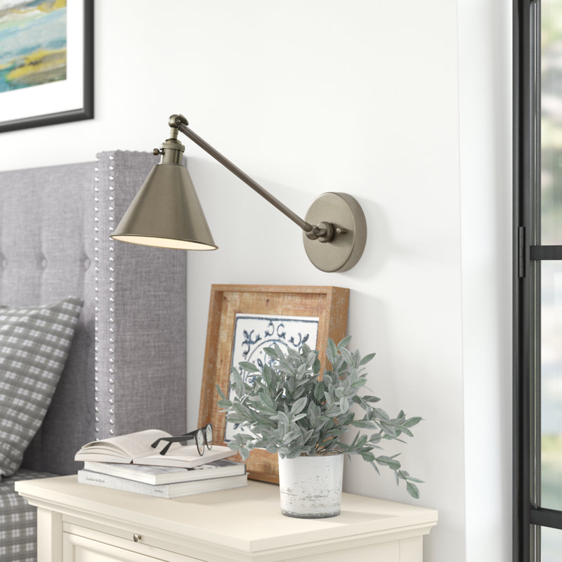 Barthel Steel LED Armed Sconce, Brushed Nickel, No