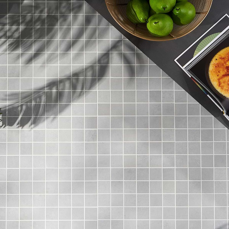 Bond 2x2 Matte Porcelain Mosaic Tile, Nimbus Silver