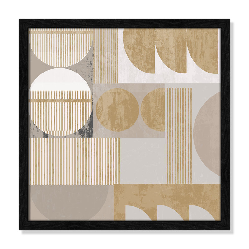 Golden Balance I Print par , Grain de bois noir, L 17 po x H 17 po, Impression encadrée