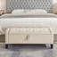 Banc en lin rembourré avec rangement et charnière de sécurité pour le salon de la chambre à coucher-128632916