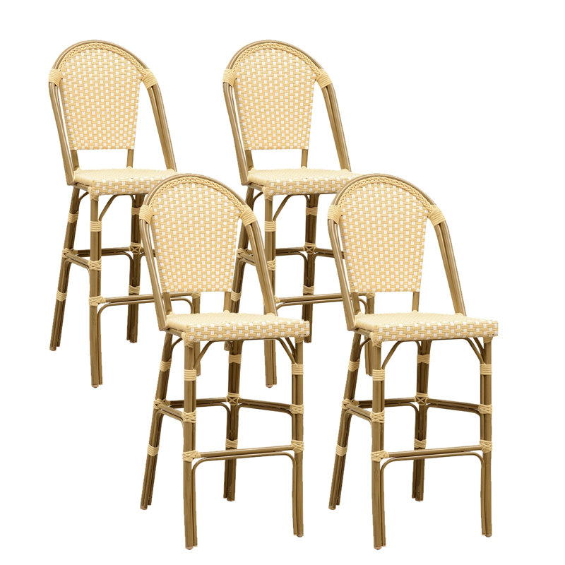Tabouret de bar 30 po, Jaune crème / bambou