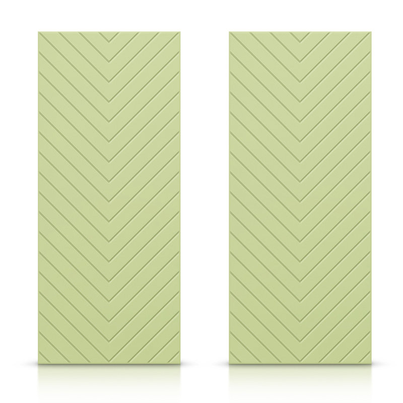 Portes de placard coulissantes à panneaux en bois manufacturé, Vert sauge, 60 po x 96 po