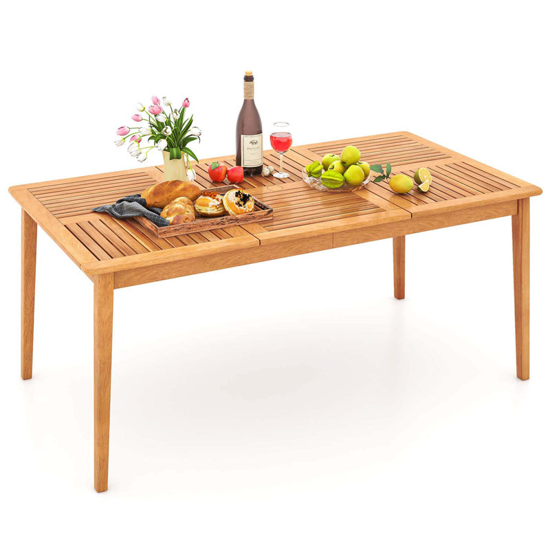 Outdoor Acacia Wood Dining Table With 1.96" Umbrella Hole Rectangular, 30”H x 35”L x 67”W