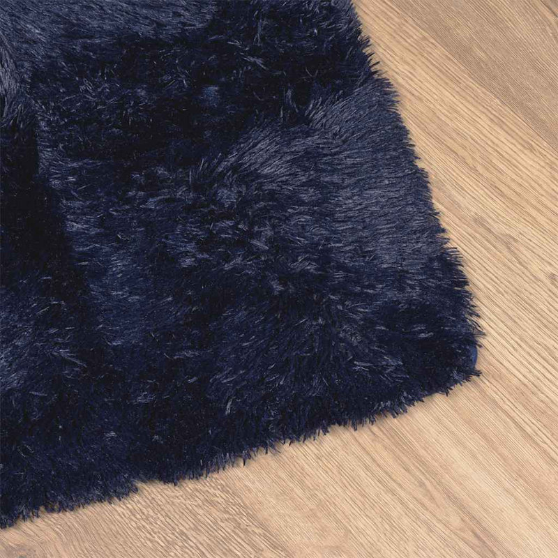 Shaggy Rug High Pile NAVARRA Navy Polyester, Square 200cm