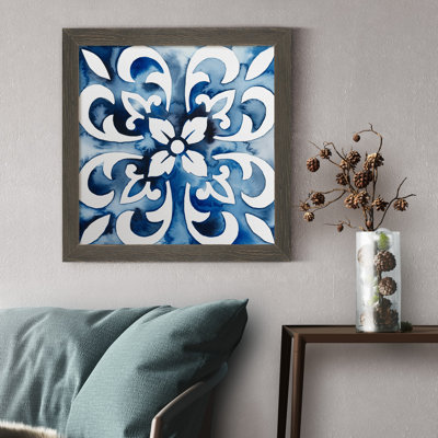 Cobalt tiles II, reproduction d’art sur toile encadrée