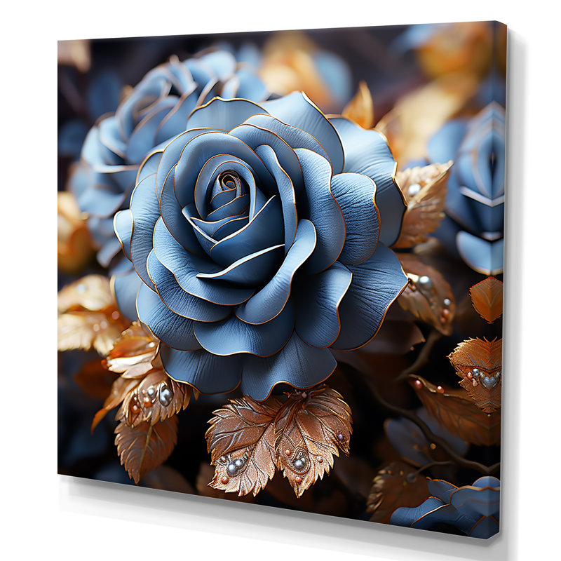 «Azure Blue Roses Arrangement Elegance III», reproduction sur toile, Toile tendue, H 36 po x l 36 po x P 1,5 po