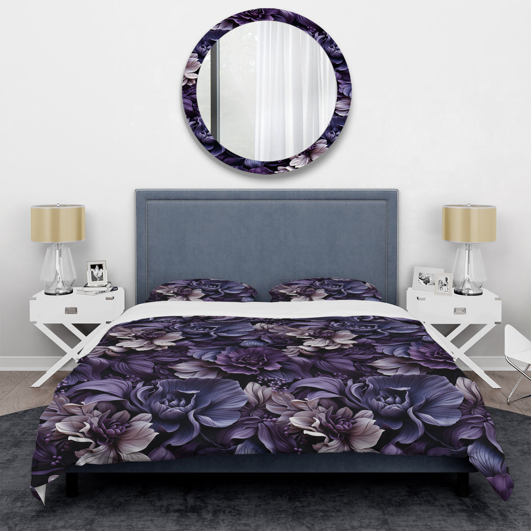 Amiria Shadowed Elegance Moody Patterns - Floral Duvet Cover Set - Microfiber Polyester Design Art 